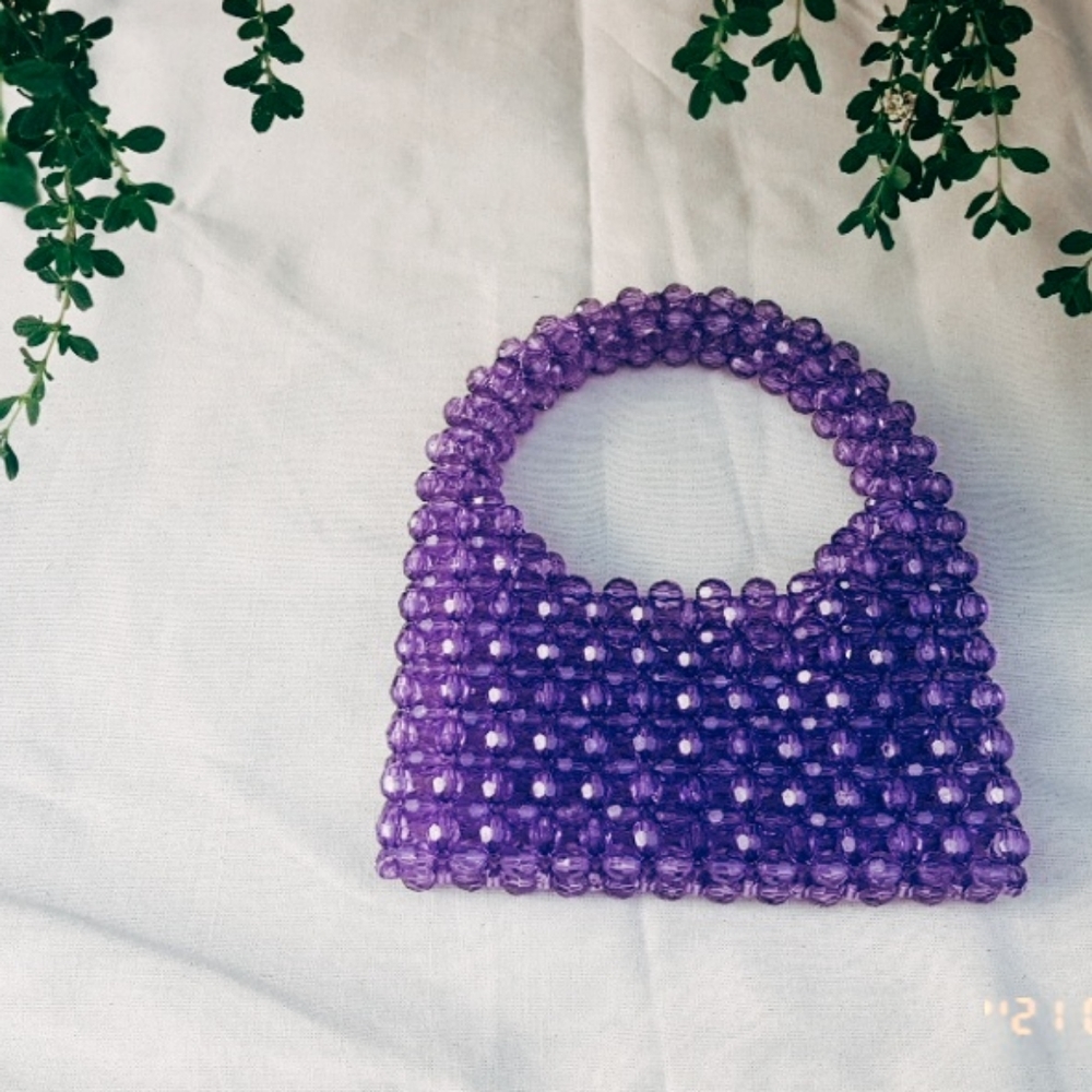 SOLD Purple Mini Crystal Beaded Handbag